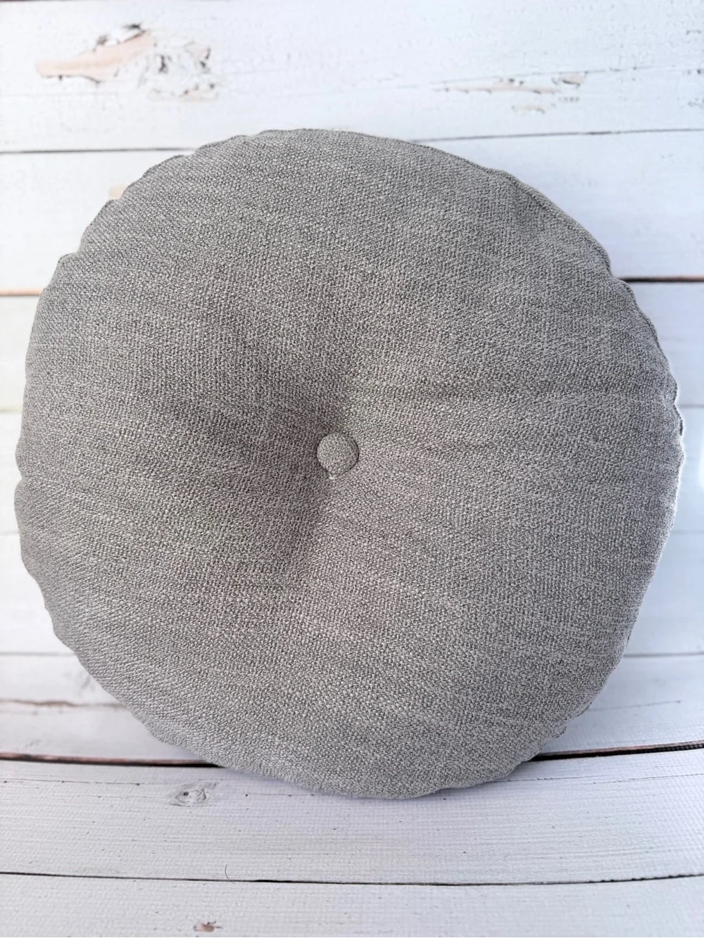 Gray Round Button Accent Pillow - Brand: